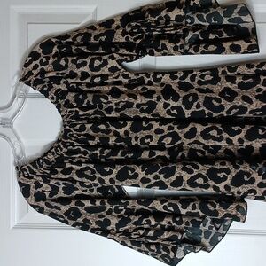 Lildy Tie Sleeve Tunic Leopard Print Party Girl Baby Doll Size XL